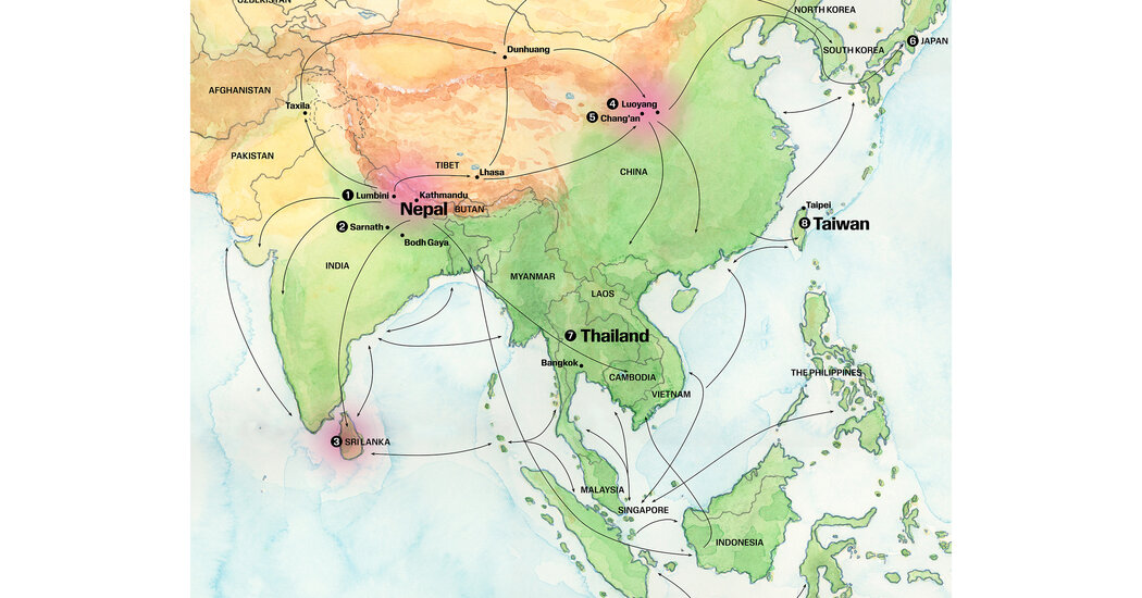 A Map and Timeline of the History of Buddhism in Asia
