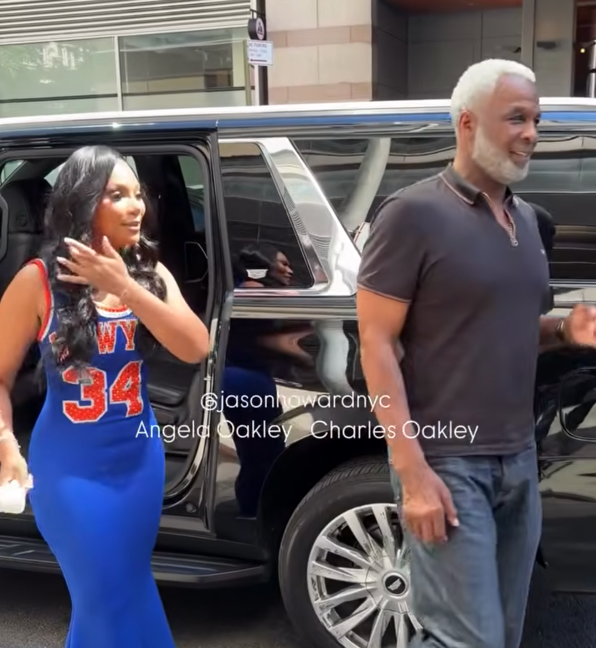 Angela Oakley Wore a Custom New York Knicks Jersey Gown by Hauzzavier